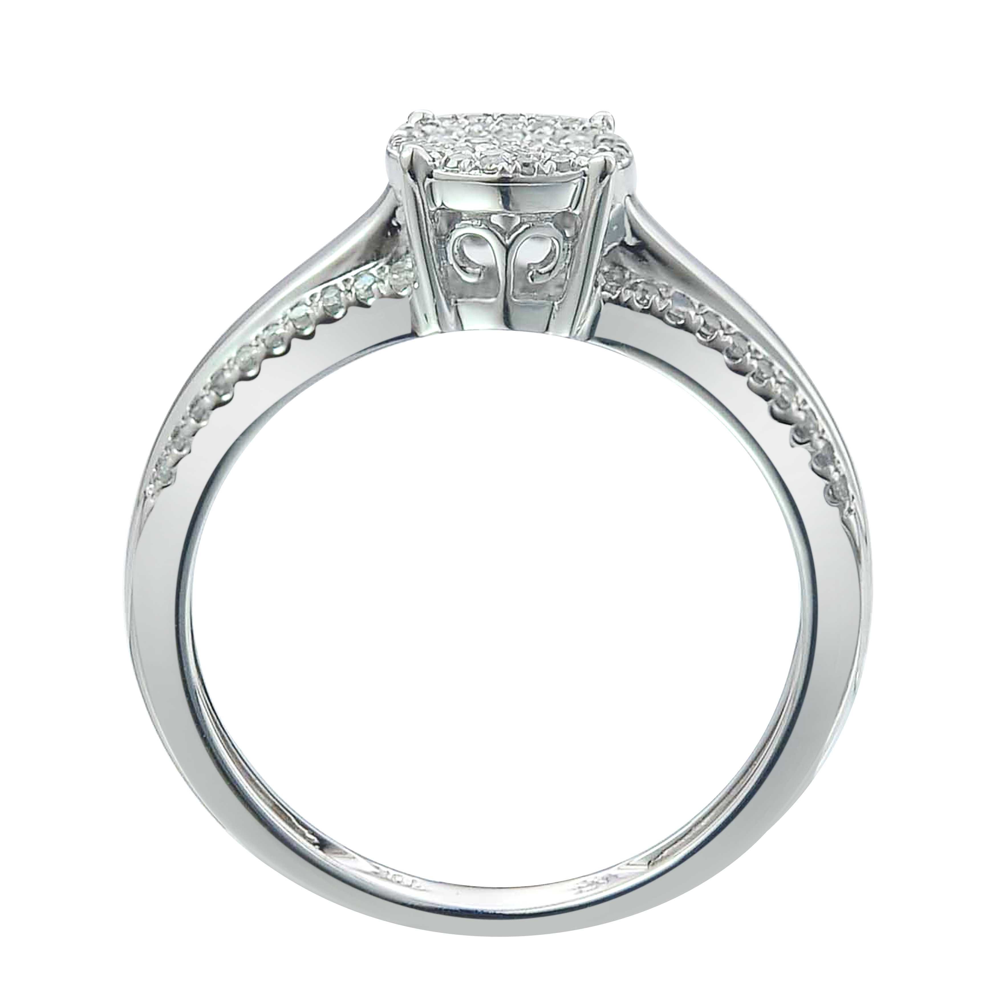 Diamond Engagement Ring  0.26 ct. 10K White Gold Size-6
